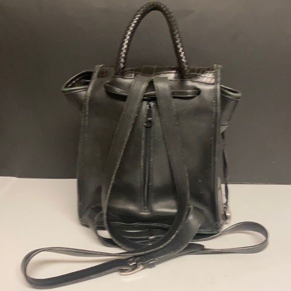 BRIGHTON Leather Vinyl Drawstring Backpack Purse - Picture 3 of 16